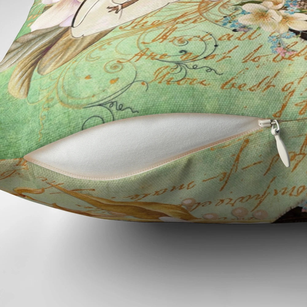 Elegant pillow featuring a honey bee and floral design