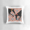 Greyhound, whippet, and lurcher hounds depicted on a Victorian-inspired tiles background on a plush, high-quality pillow for interior design.