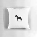 Decorative throw pillow featuring the elegant silhouette of an Irish Terrier