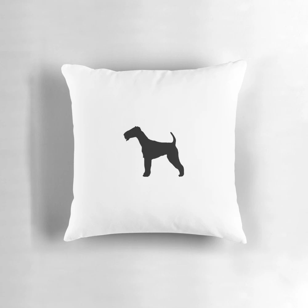 Decorative throw pillow featuring the elegant silhouette of an Irish Terrier