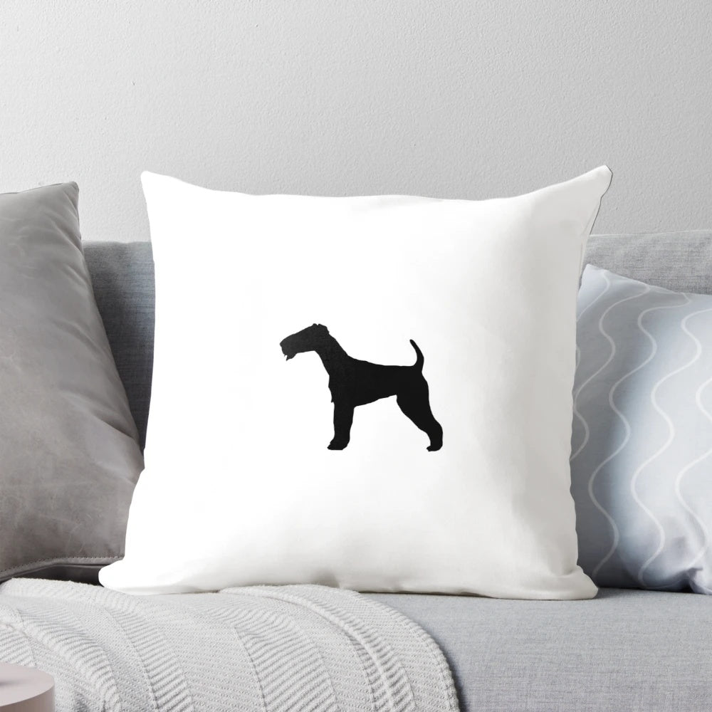 Decorative throw pillow featuring the elegant silhouette of an Irish Terrier