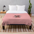 Japanese autumn-inspired plush blanket with abstract floral portrait and blooming face