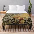 Japanese Chrysanthemum Floral Plush Blanket