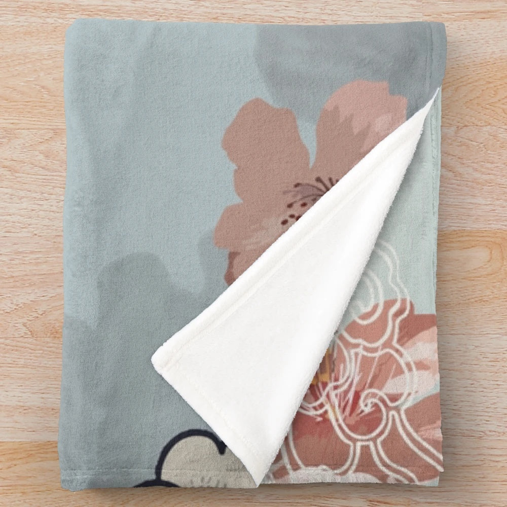 Japanese Crane Plush Blanket with a beautiful, elegant crane pattern