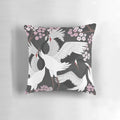 Beautifully designed pillow featuring graceful Japanese cranes in a sakura-inspired pattern