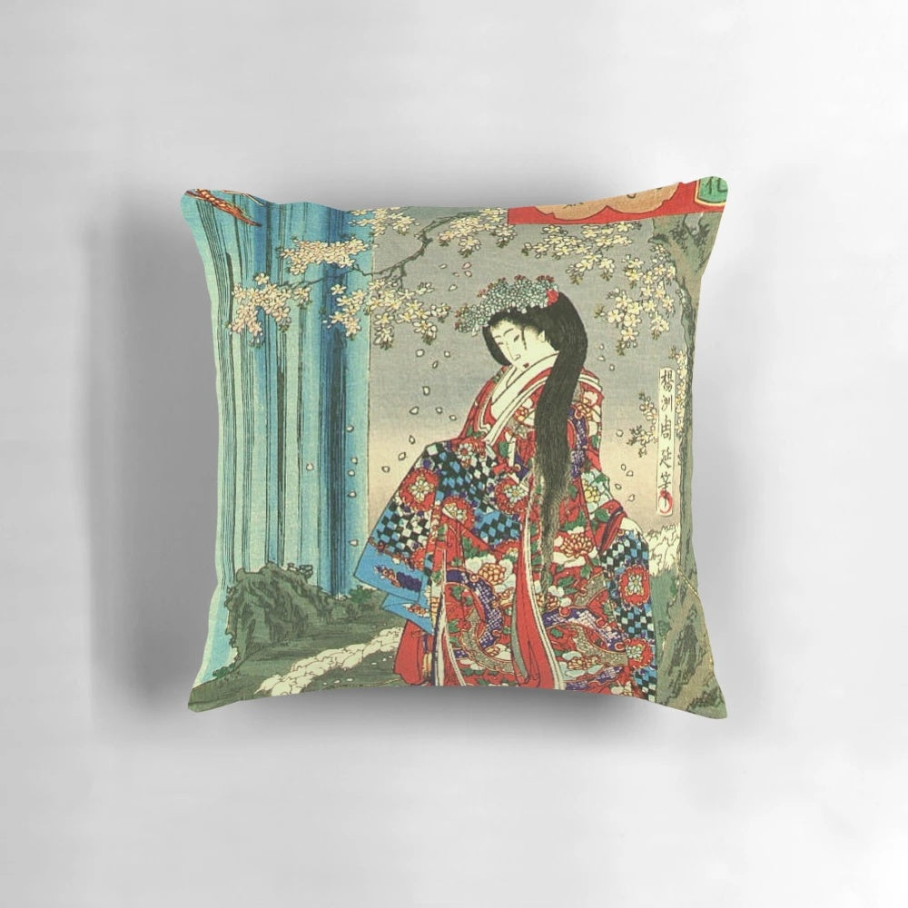Decorative Japanese Geisha Lady Pillow with Vibrant Asian-Inspired Artwork