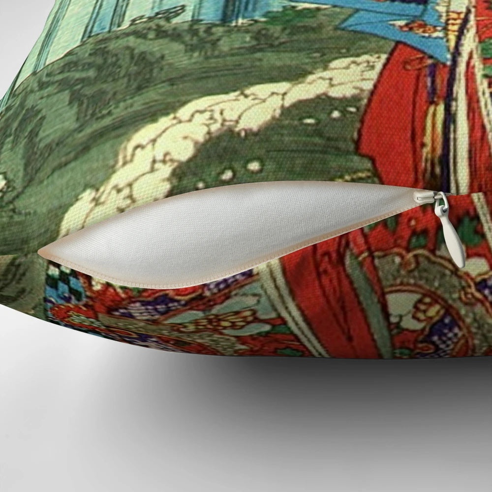 Decorative Japanese Geisha Lady Pillow with Vibrant Asian-Inspired Artwork