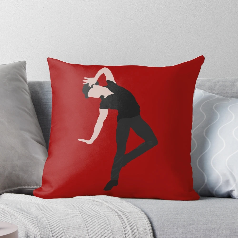 Stylish black and white jazz dancer pillow with Fosse-inspired design