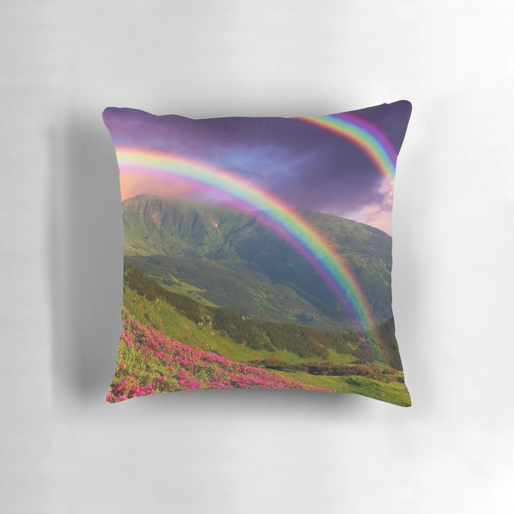 Landscape-inspired marble throw pillow for cozy, modern living spaces