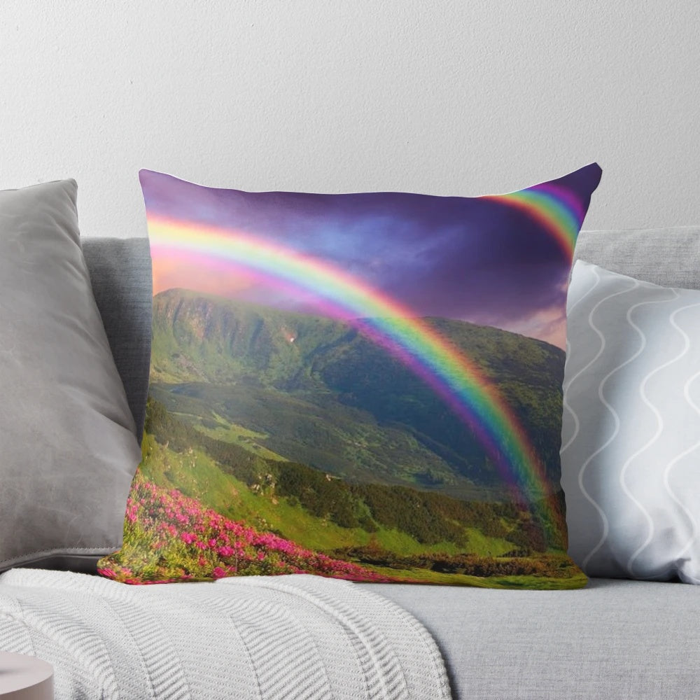 Landscape-inspired marble throw pillow for cozy, modern living spaces