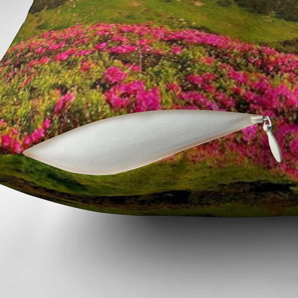 Landscape-inspired marble throw pillow for cozy, modern living spaces