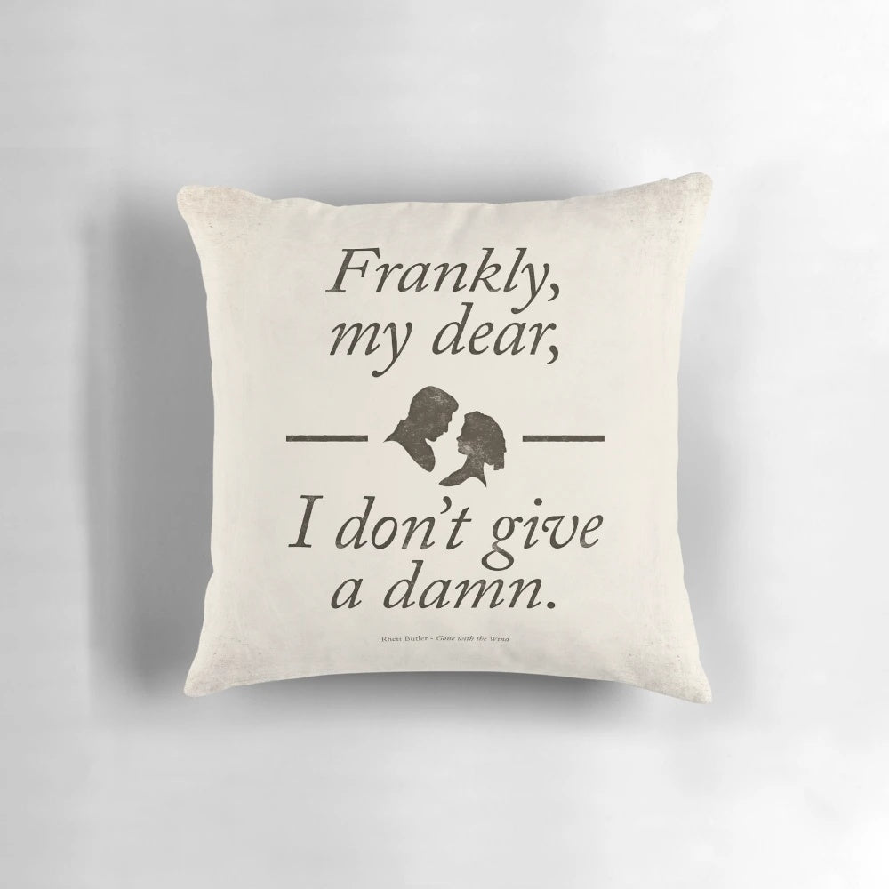 Decorative throw pillow featuring a classic literary quote from the novel "Gone with the Wind" by Margaret Mitchell