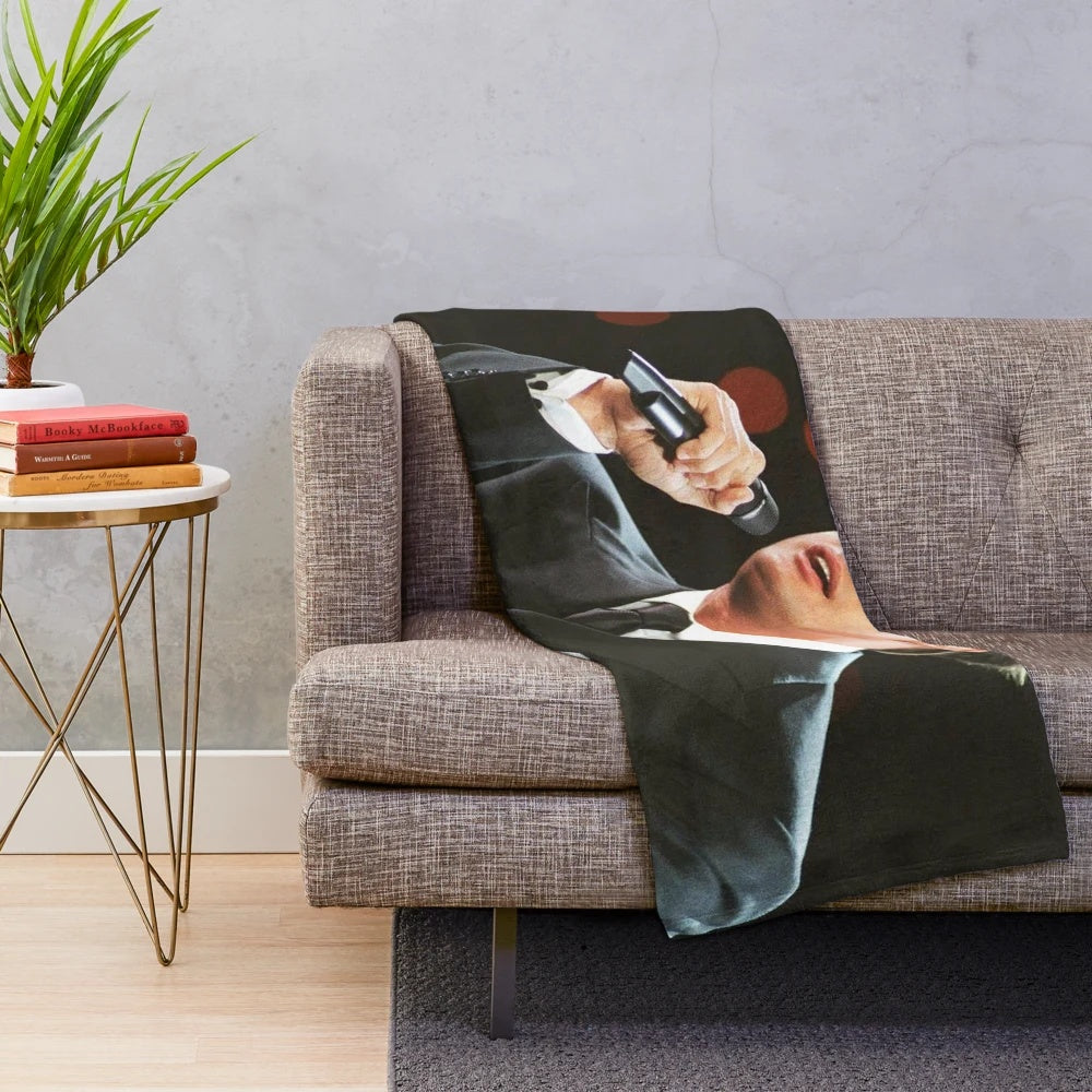 Soft and cozy plush blanket featuring an abstract portrait of Mexican singer Luis Miguel