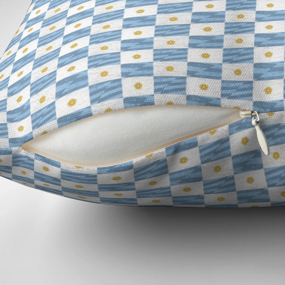 Manchester City FC themed light blue and gold floral design pillow