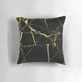 Luxurious black and gold marble-patterned decorative pillow
