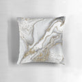 Sophisticated marble-patterned luxury throw pillow in gold, pearl, and ivory tones