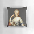 Decorative pillow featuring a portrait of Marie Antoinette, the Queen of France