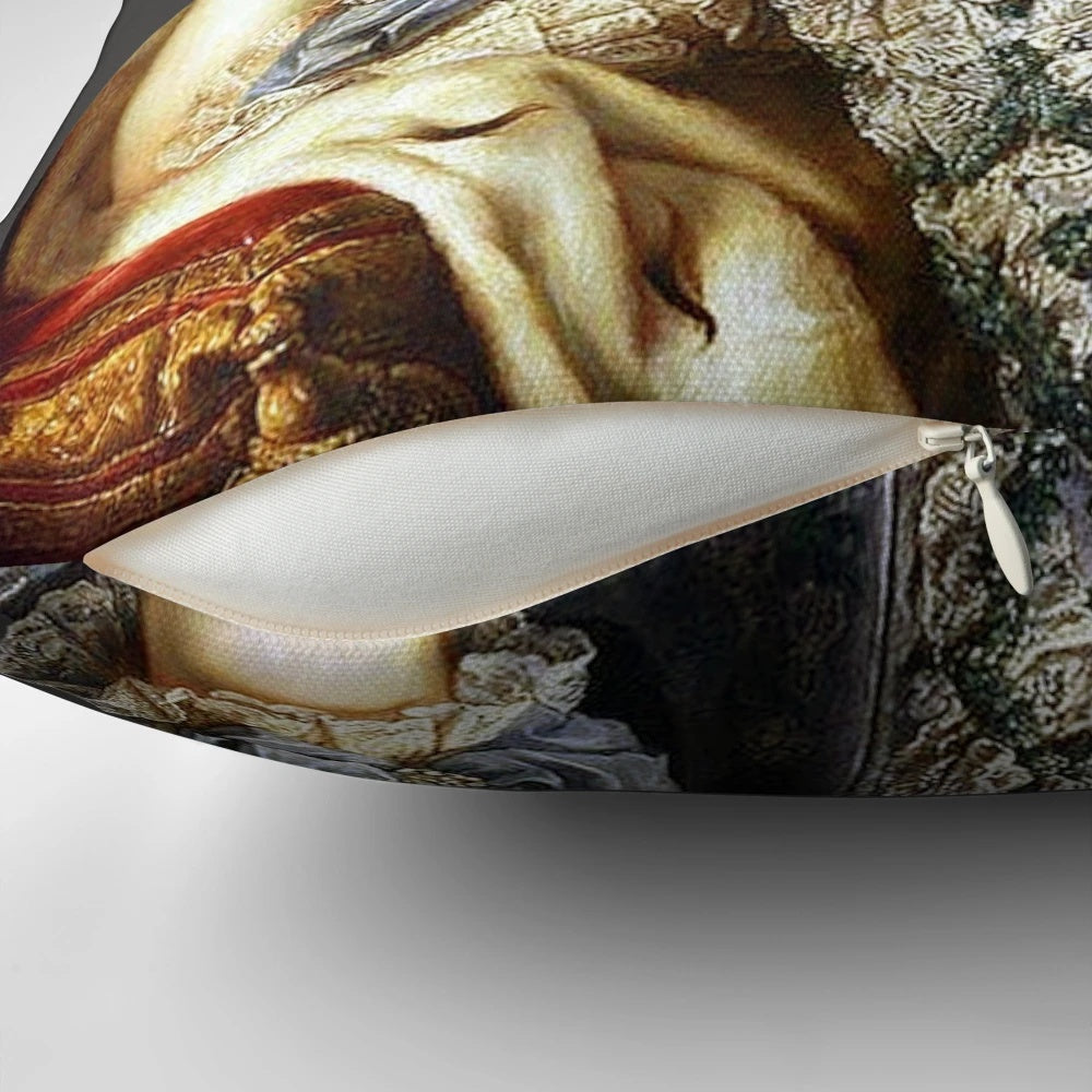 Decorative pillow featuring a portrait of Marie Antoinette, the Queen of France