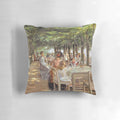 Pillow featuring Max Liebermann's 'Restaurant Terrace in Nienstedten' painting, a classic symbolist artwork