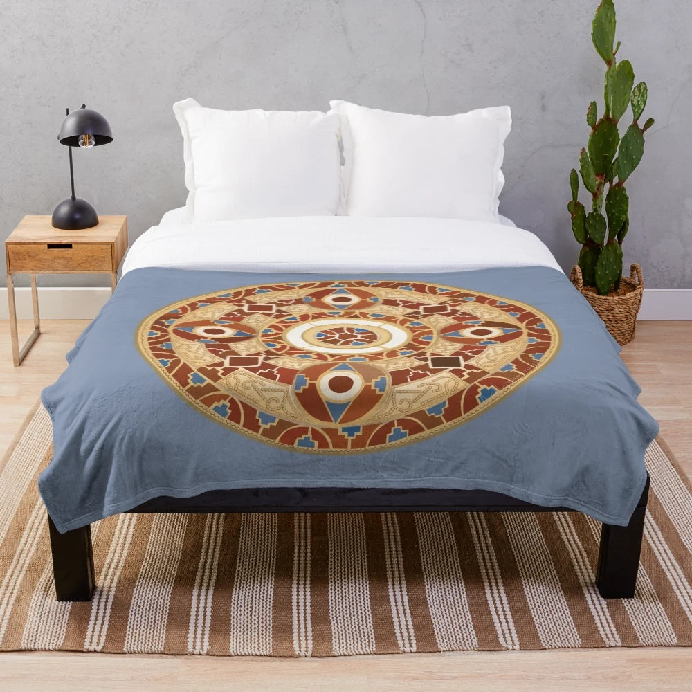 Cozy plush blanket with medieval-inspired design