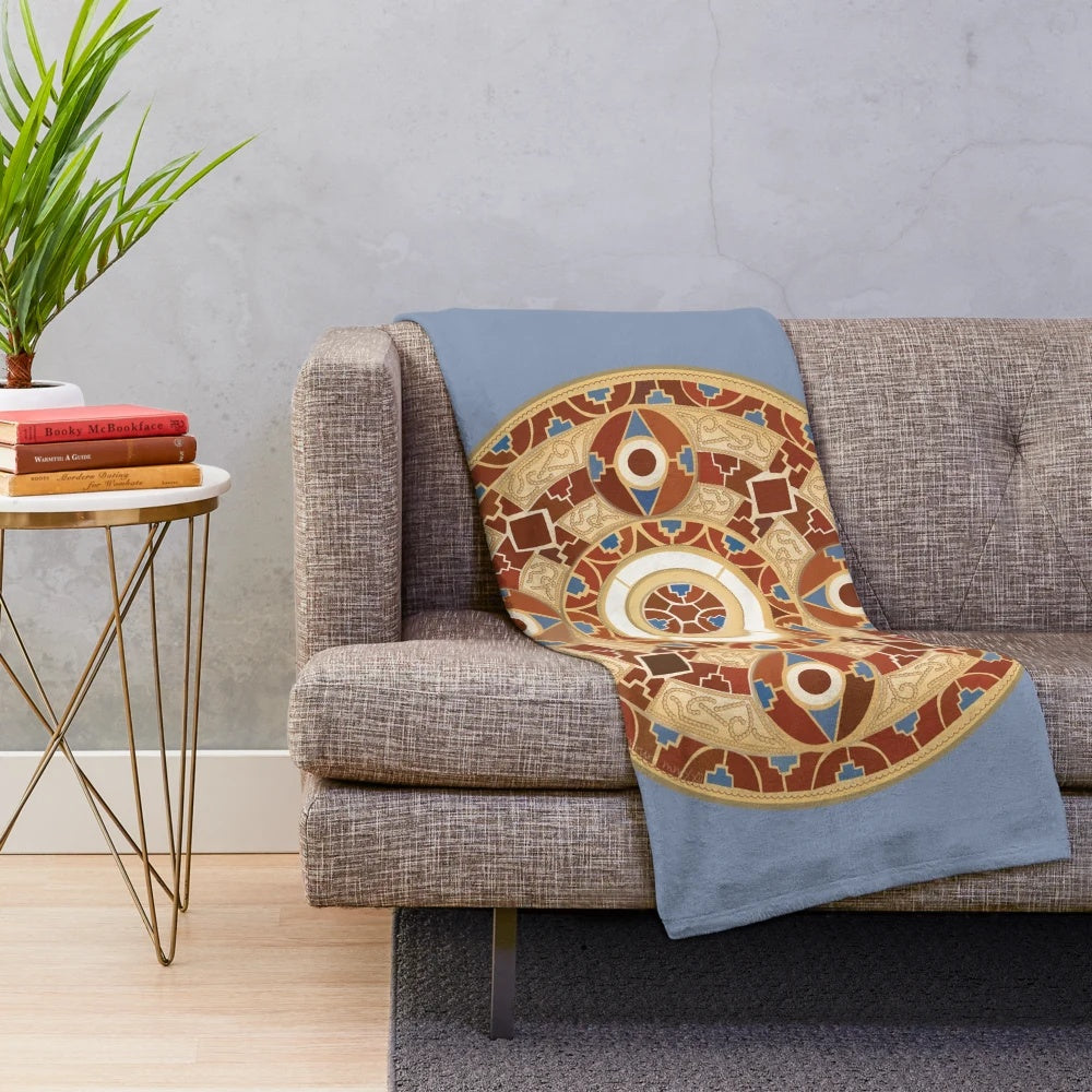 Cozy plush blanket with medieval-inspired design