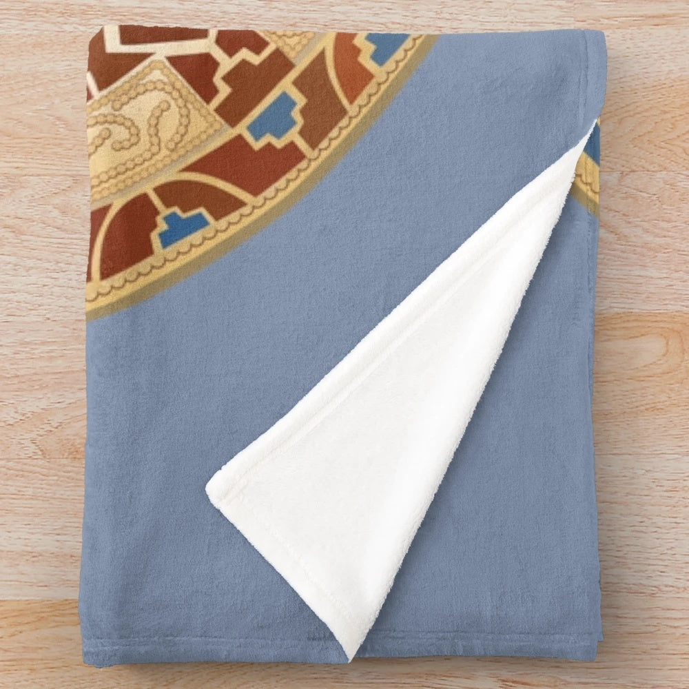 Cozy plush blanket with medieval-inspired design