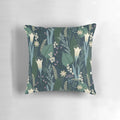 Vintage-inspired throw pillow with a beautiful evening lily and wildflower pattern, perfect for mid-century modern decor.