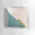 Minimalist style blush pink, teal green, and gold decorative throw pillows