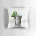 Mint Julep Cocktail Pillow with Silver Accents