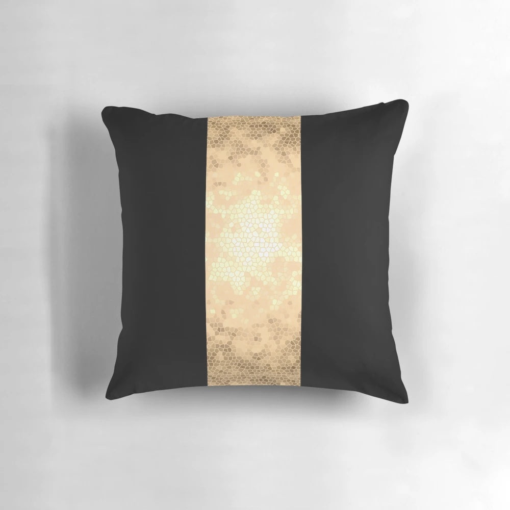 Elegant black and gold patterned decorative throw pillow