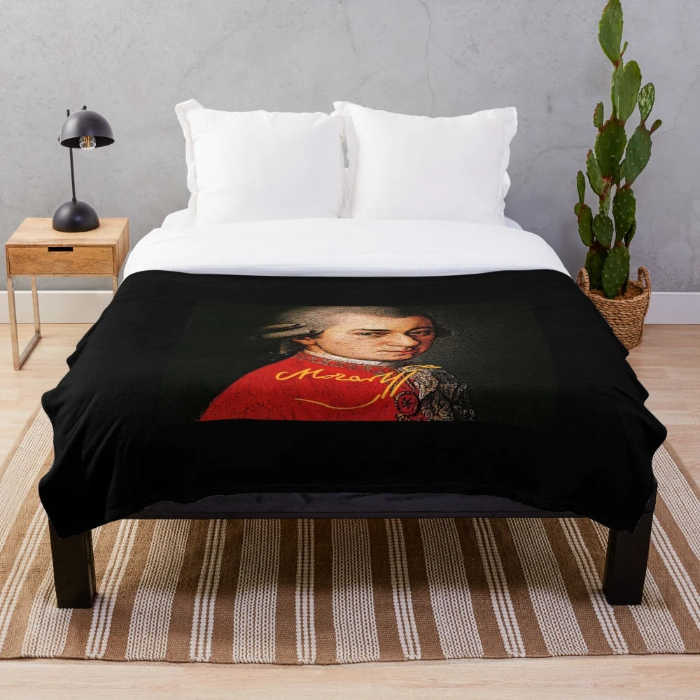 Mozart-inspired plush blanket with minimalist design