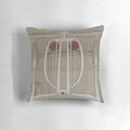 Decorative throw pillow featuring a piano motif inspired by the iconic "House for an Art Lover" design