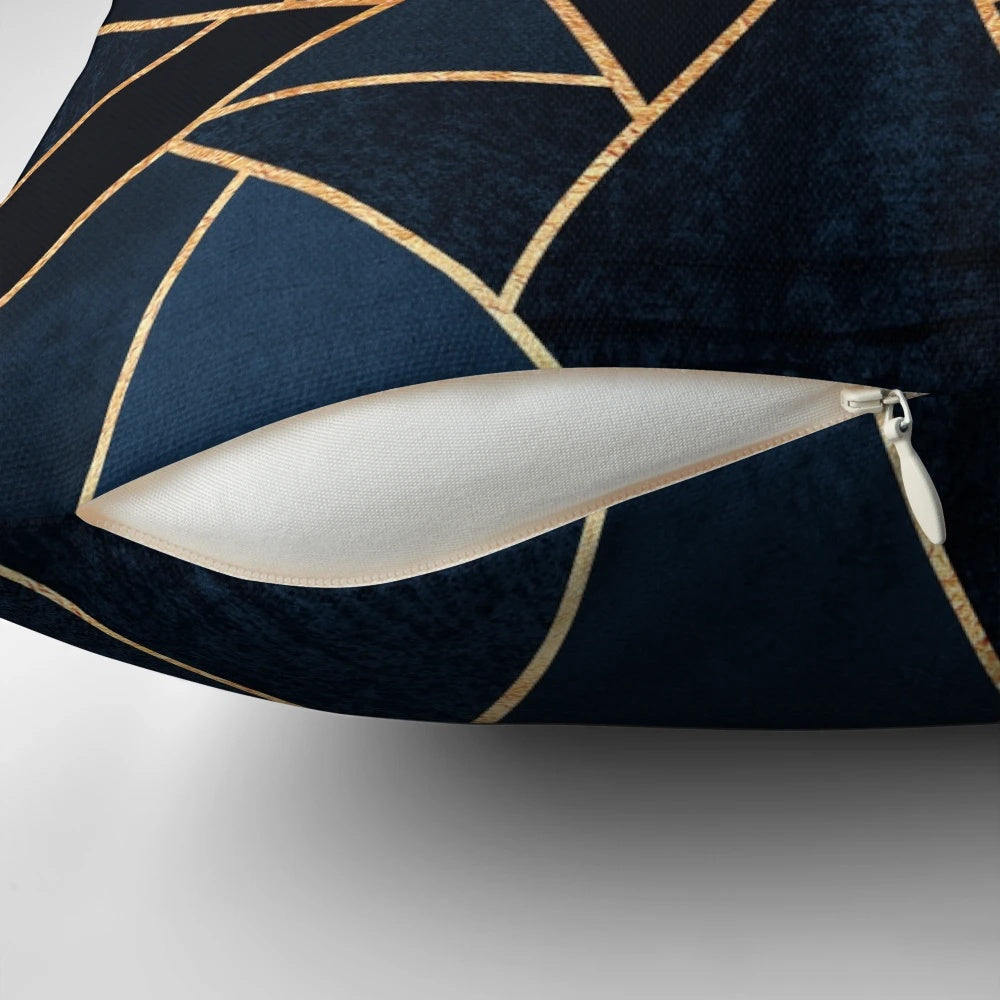 Navy blue abstract geometric decorative throw pillow