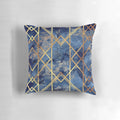 Navy and gold geometric stone patterned throw pillow with a modern, abstract design