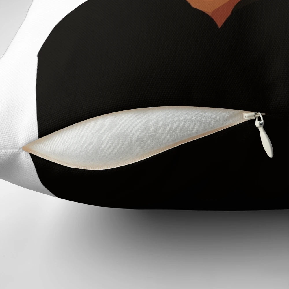 Stylish flat art pillow design featuring a black silhouette of singer Omar Rudberg