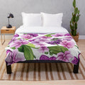 Elegant watercolor orchid floral pattern plush blanket