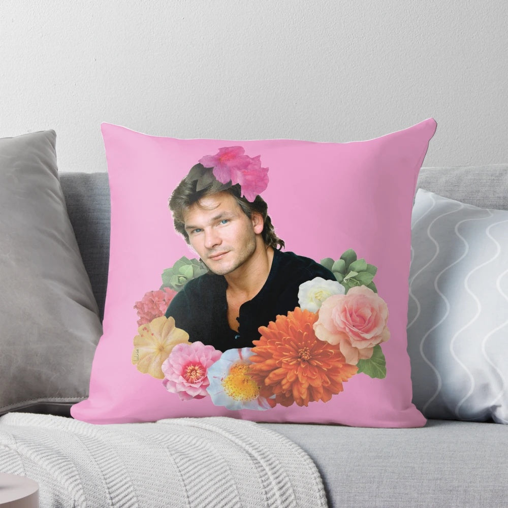 Beautiful Patrick Swayze collage printed on a high-quality pillow