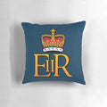 Decorative pillow with Queen Elizabeth II's royal cypher design