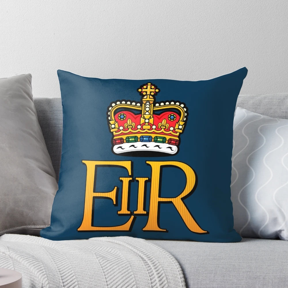 Decorative pillow with Queen Elizabeth II's royal cypher design