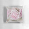 Soft and feminine pink peonies floral design on a plush accent pillow