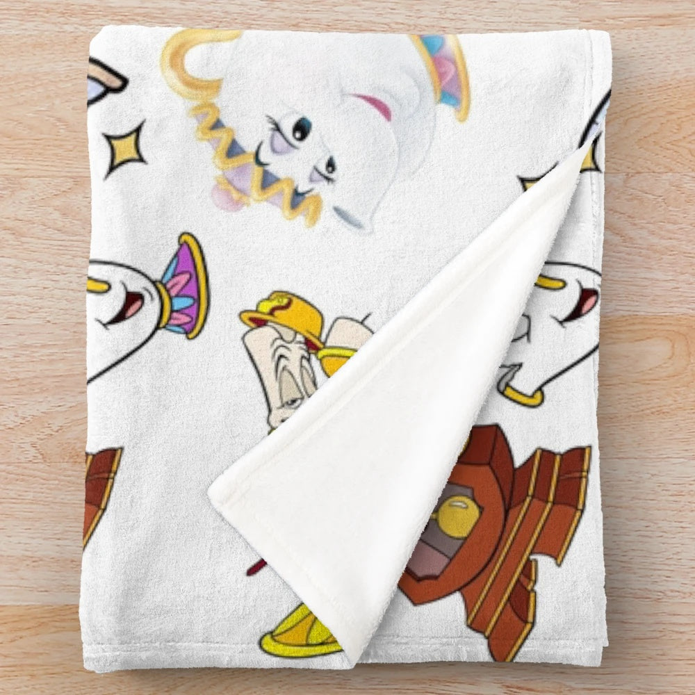Soft, fluffy plush blanket with princess and prince inspired design