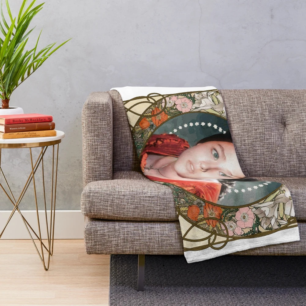Juliet Plush Blanket featuring art nouveau design and Olivia Hussey
