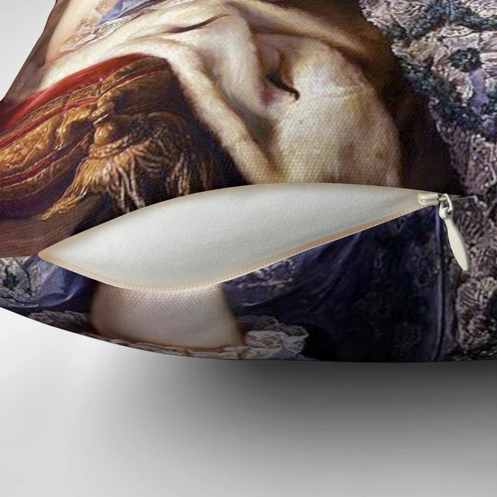 Decorative pillow featuring a portrait of Queen Marie Antoinette painted by Martin van Meytens