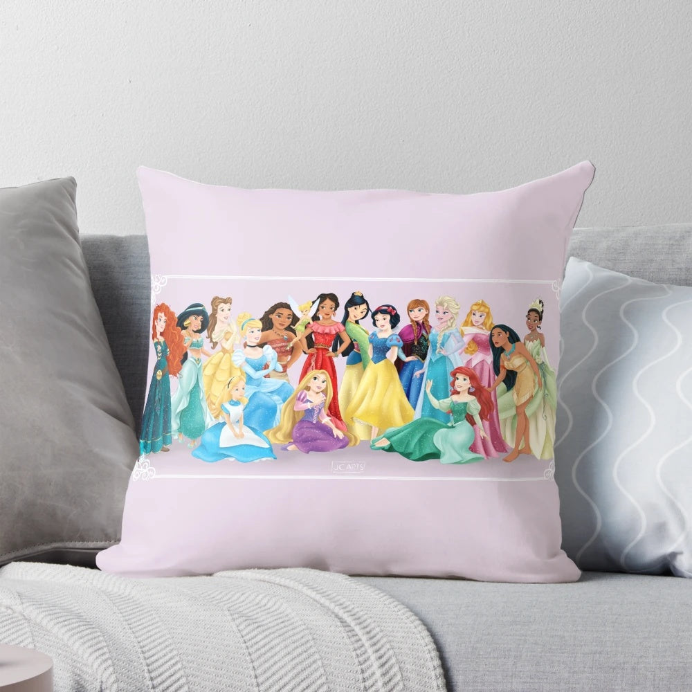 Soft, plush princess tribute pillow with regal design, perfect for a princess' bedroom
