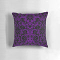 Purple and black damask pattern decorative throw pillow for modern home decor