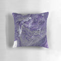 A beautiful purple and grey marble-patterned throw pillow with a fluid, abstract design, perfect for modern home decor.