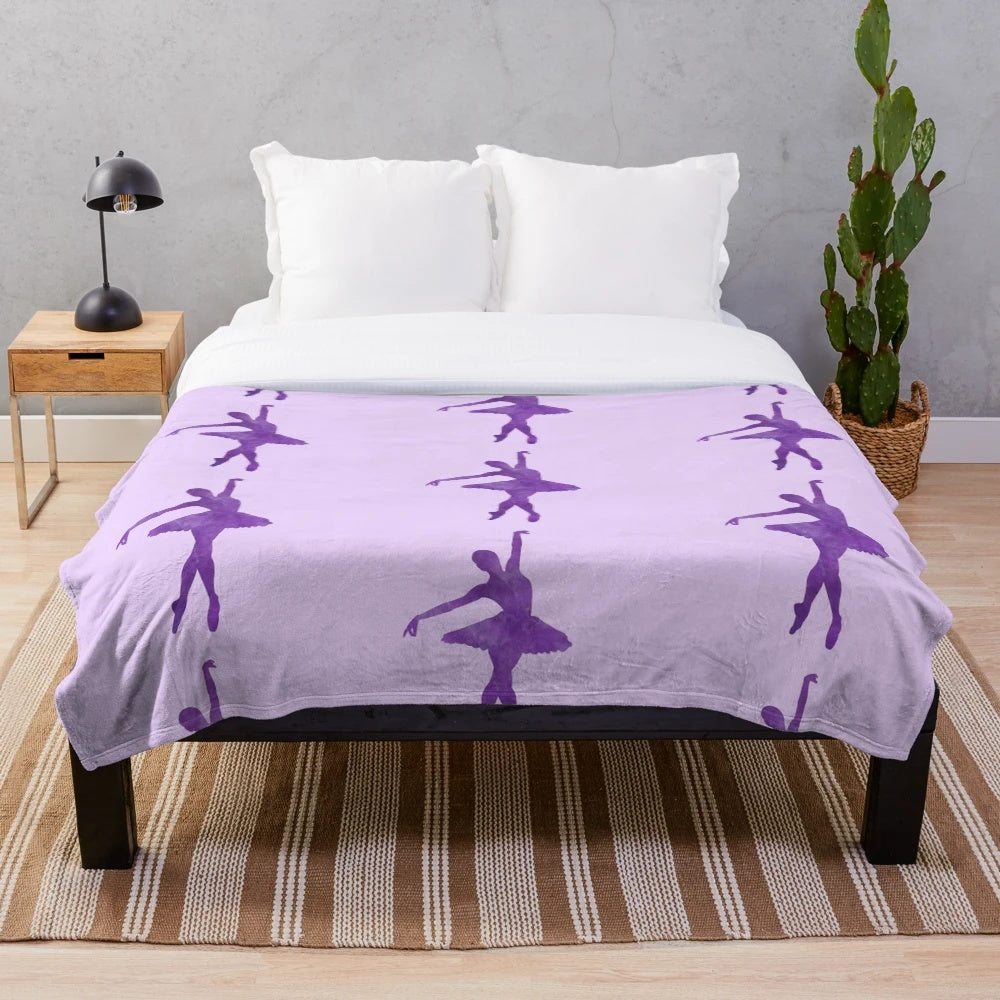Purple plush blanket with ballerina silhouette design