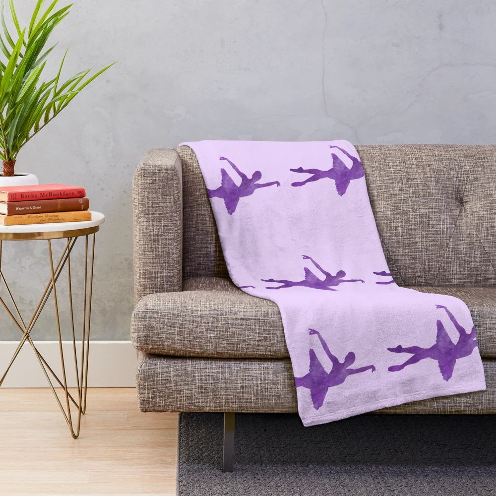 Purple plush blanket with ballerina silhouette design