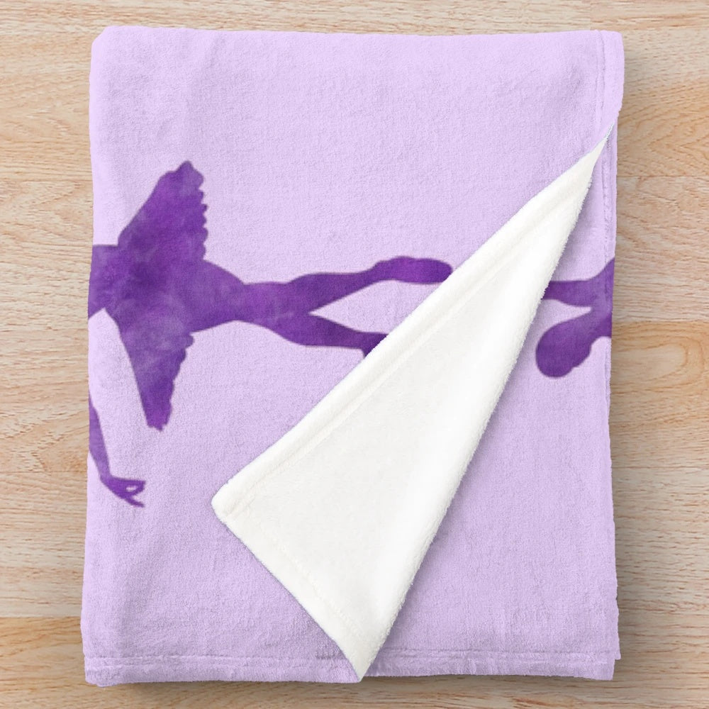 Purple plush blanket with ballerina silhouette design