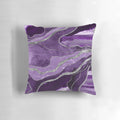 Purple and silver marble agate throw pillow with a glittery, abstract design